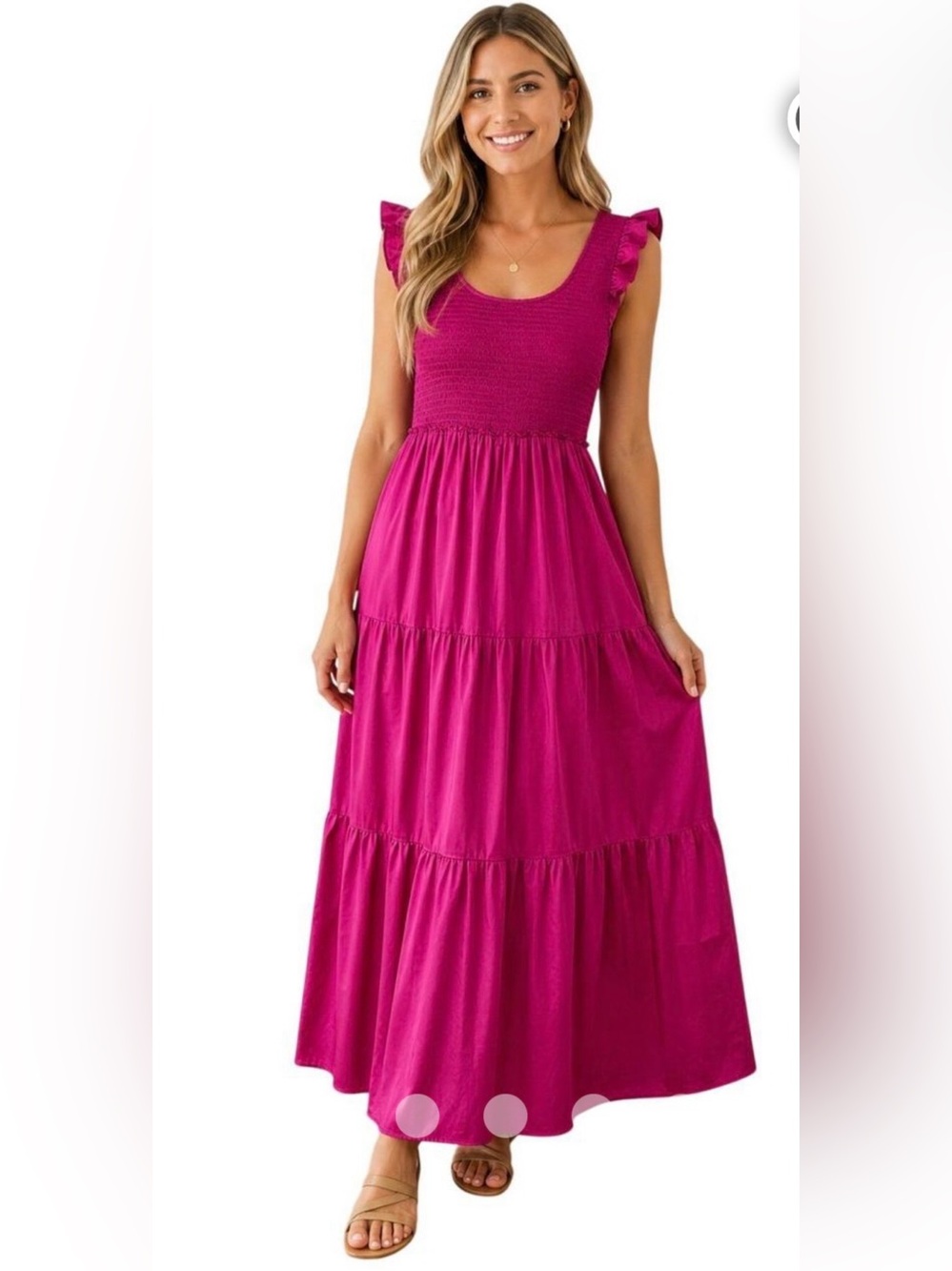 Natural Life Sleeveless Magenta Tiered Maxi Dress